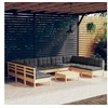 Image de Salon de jardin, 10 pcs avec coussins, gris Bois de pin massif