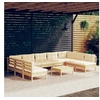 Image de Bois de Pin Massif Salon de Jardin 10 pcs avec Coussins Mobilier de Patio Meubles d'Extérieur Mobilier de Jardin 3097181