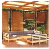 Image de 10-delige Loungeset met grijze kussens massief grenenhout3097204