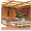 Image de Salon de jardin 13 pcs avec coussins gris Bois de pin massif, 60 x 60 x 5 cm, Gris, Bois de pin solide