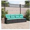Image de Salon de Jardin avec Coussins 4 pcs, Canapés de Terrasse, Ensemble de Meubles de Patio, Mobilier d'Extérieur, Noir 3258172