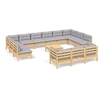 Image de Salon de jardin modulable bois gris 4 pieces 13 personnes