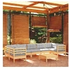 Image de Bois de Pin Massif Salon de Jardin 8 pcs avec Coussins Mobilier de Patio Meubles d'Extérieur Mobilier de Jardin 3097312