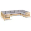 Image de 9 pieces gris 9 personnes salon de jardin modulable x 63.5 x 62.5 bois