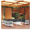 Image de Bois de Pin Massif Salon de Jardin 10 pcs avec Coussins Mobilier de Patio Meubles d'Extérieur Mobilier de Jardin 3097326