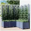 Image de Jardinière avec Treillis, Bac à Fleurs, Pot à Plantes, Boîte à Fleurs Jardin Terrasse Patio Extérieur, Bleu Gris 318257
