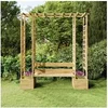 Image de Pergola de jardin - - 318565 - Bois de pin massif - Banc inclus - Jardinières intégrées