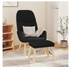 Image de Chaise de relaxation avec tabouret Noir Tissu