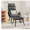 Image de Relaxstoel met voetenbank stof en kunstleer lichtgrijs3097506