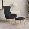 Image de Chaise de relaxation avec repose pied Noir Tissu