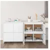 Image de Buffets 2 pcs, Armoires avec 4 Portes, Meubles de Rangement, Organisateurs de Salle de Séjour Salon, Blanc Bois d'Ingénierie