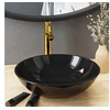 Image de Lavabo de Bain avec Robinet et Drain à Poussoir Vasque à Poser de Toilette Lave-mains de Salle de Bain Lavabo de Salle d'Eau Verre Trempé