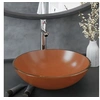 Image de Lavabo de bain avec robinet et drain à poussoir Verre trempé, 8.23kg, 42 x 14 cm (Diam. x H), Brun