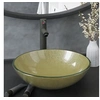 Image de Lavabo de bain avec robinet et drain à poussoir Verre trempé, 42 x 14 cm (Diam. x H), Or