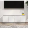 Image de Meuble TV Blanc 110x34x40 cm Bois de pin massif