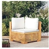 Image de Canapé d'angle de jardin et coussins crème Bois de teck massif