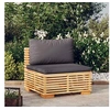 Image de Canapé central de jardin coussins Gris foncé Bois teck massif