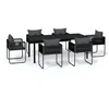Image de Salon de jardin 6 personnes noir 7 pieces 74 x 100 x 74 cm polyethylene