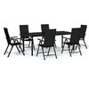 Image de Ensemble de salle à manger de jardin 7 pcs, Noir.