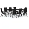 Image de Ensemble de salle à manger de jardin, 9 pcs, Noir.