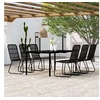 Image de Salon de jardin GENERIQUE resine tressee noir 6 personnes 200 x 100 x 74 cm 7 pieces