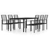 Image de Ensemble de salle à manger de jardin, 7 pcs, Noir