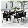 Image de Ensemble de salle à manger de jardin 7 pcs Noir 3099224