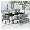 Image de Salon de jardin GENERIQUE gris 8 personnes 9 pieces 200 x 100 x 74 cm rotin