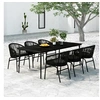 Image de Ensemble de salle à manger de jardin, 7 pcs, Noir.