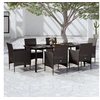 Image de Ensemble de salle à manger de jardin, avec coussins, 7 pcs, Noir