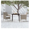 Image de Mobilier de Salle à Manger de Jardin Coussins 3 pcs Mobilier à Dîner Table et Chaises de Repas Meubles de Terrasse 3099317