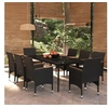Image de Ensemble de salle à manger de jardin, avec coussins, 9 pcs Noir