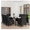 Image de Ensemble de Salle à Manger de Jardin avec Coussins 9 pcs Mobilier à Dîner Table et Chaises de Repas Meubles 3099358