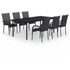 Image de Ensemble de salle à manger de jardin 7 pcs, Noir