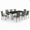 Image de Ensemble de salle à manger de jardin 9 pcs Gris et noir
