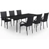 Image de Ensemble de salle à manger de jardin, 7 pcs Noir.