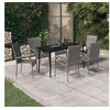 Image de Ensemble de salle à manger de jardin 7 pcs Gris et noir, 45.28 kg