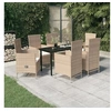 Image de Salon de jardin 6 personnes 7 pieces resine tressee 140 x 70 x 74 cm beige