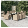 Image de Salon de jardin GENERIQUE beige 9 pieces 8 personnes 200 x 100 x 74 cm resine tressee