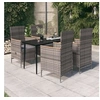 Image de Ensemble de salle à manger de jardin avec coussins 5 pcs Gris, 57.88 kg