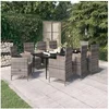 Image de Ensemble de Salle à Manger de Jardin avec Coussins 9 pcs Mobilier à Dîner Table et Chaises de Repas Meubles 3099454