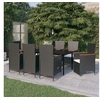 Image de Ensemble de Salle à Manger de Jardin avec Coussins 9 pcs Mobilier à Dîner Table et Chaises de Repas Meubles 3099462