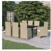 Image de Salon de jardin GENERIQUE 9 pieces 8 personnes beige 200 x 100 x 74 cm resine tressee