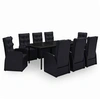 Image de Salon de jardin GENERIQUE noir 9 pieces resine tressee 200 x 100 x 74 cm