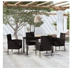 Image de Ensemble de salle à manger de jardin 5 pcs Noir, Acier enduit de poudre, verre, 48kg