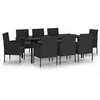 Image de Ensemble de salle à manger de jardin 9 pcs Noir.
