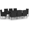 Image de Ensemble de salle à manger de jardin 9 pcs, Noir