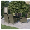 Image de Ensemble de Salle à Manger de Jardin 7 pcs Mobilier à Dîner Table et Chaises de Repas Meubles de Terrasse Patio Extérieur Marron