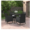 Image de Mobilier à dîner de jardin coussins 5 pcs Résine tressée Verre, 42.74 kg