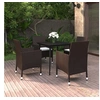 Image de Mobilier à Dîner de Jardin Coussins 5 pcs Ensemble de Salle à Manger de Patio Table et Chaises de Repas Extérieur Résine Tressée Verre